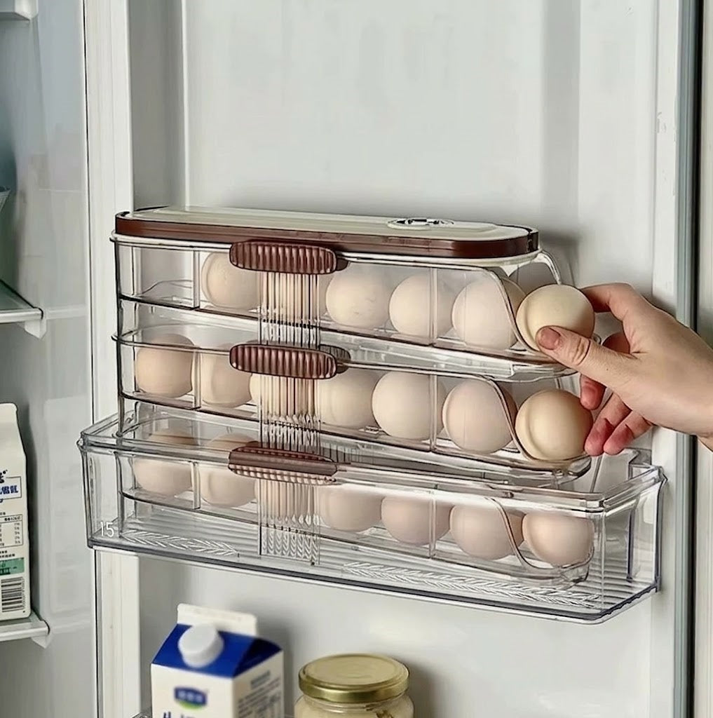 Stackable Auto-Rolling Egg Holder with Date Tracker（3 options）