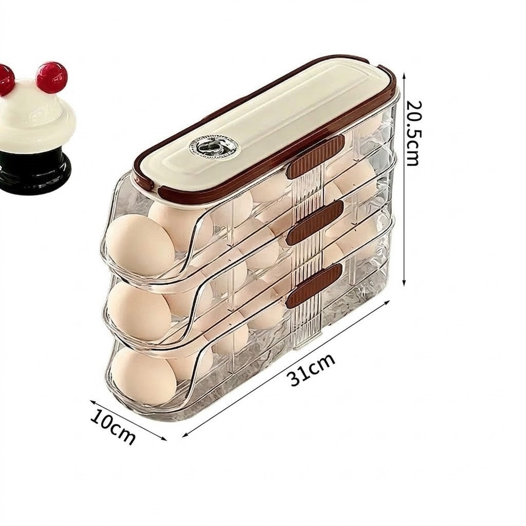 Stackable Auto-Rolling Egg Holder with Date Tracker（3 options）