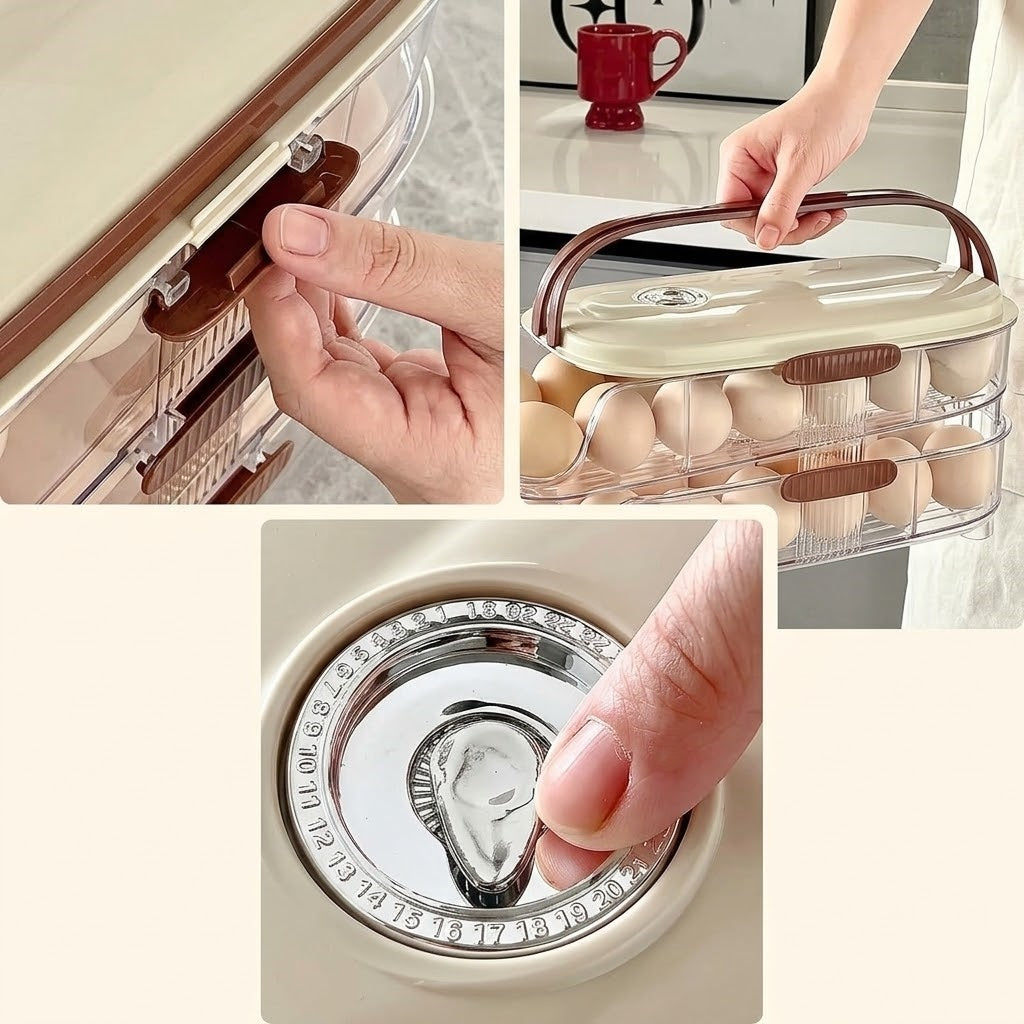 Stackable Auto-Rolling Egg Holder with Date Tracker（3 options）